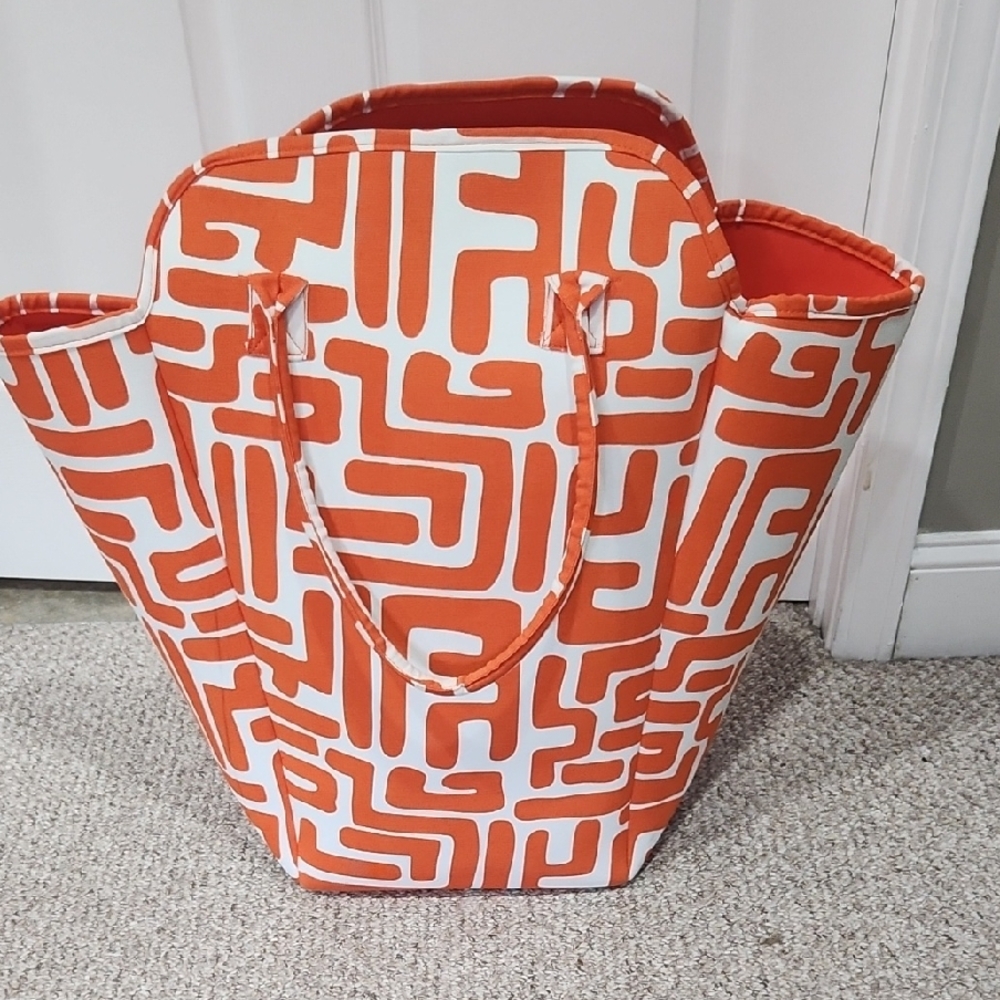Orange Patterned Storage Tote
